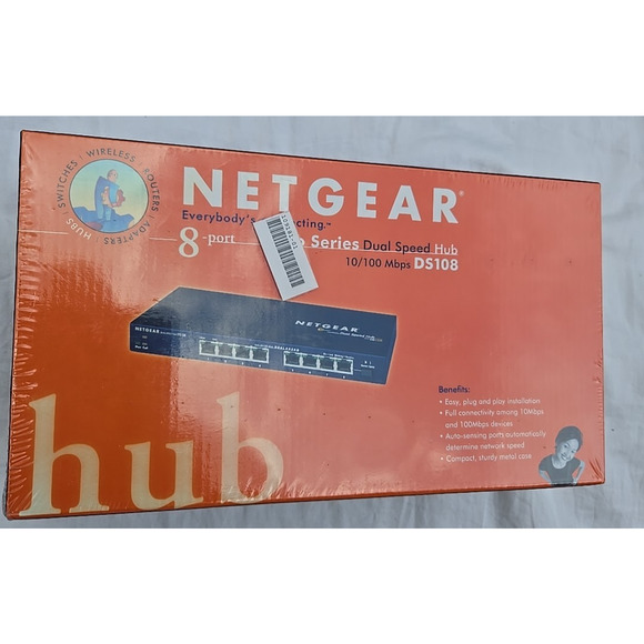 Netgear DS108 8-Port Dual Speed Hub 10/100 Mbps - Picture 1 of 7